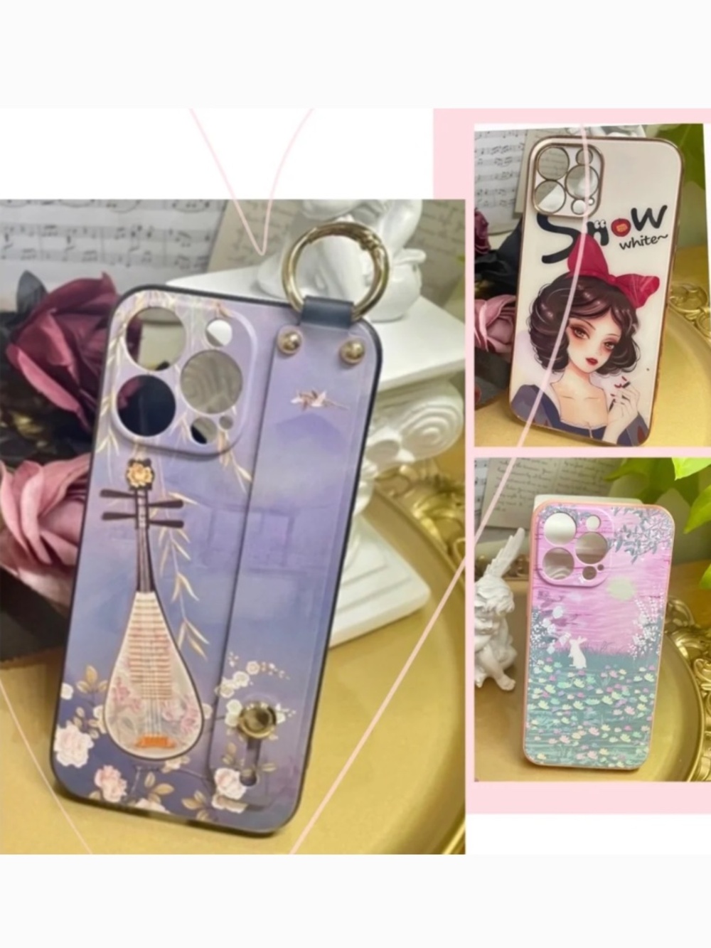 3 items.iPhone12 pro cute case,cartoon case,vintage case